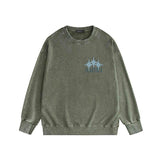 Amiri washed sweatshirt bone crack star printing washed and distressed