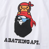 Bathing Ape T Shirt Summer, Ape Pirate Letter Print, Short Sleeve T-Shirt