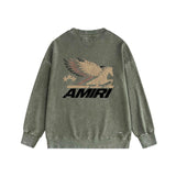 Amiri washed sweatshirt mottled pegasus printing washed and distressed