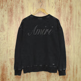 Amiri washed sweatshirt wing crown printing washed and distressed