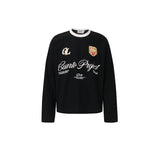 Men long sleeved shirt w retro street trendy men's and women's letter pattern design men's waffle grids