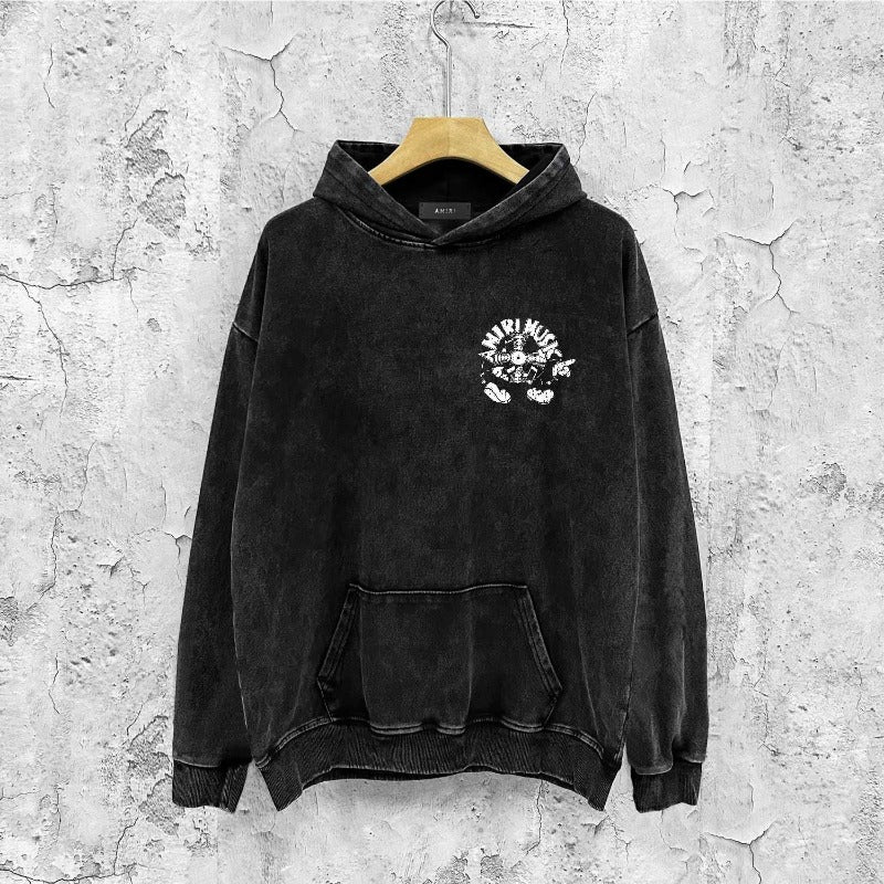 Amiri washed hoodie note fan distressed printing