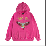 Amiri washed hoodie five-pointed star flying eagle washed distressed print