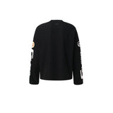 Men long sleeved shirt w retro street trendy men's and women's letter pattern design men's waffle grids