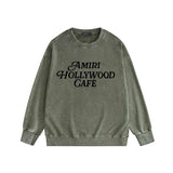 Amiri washed sweatshirt hollywood font printing washed and distressed