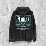 Amiri washed hoodie flower diamond nameplate distressed printing
