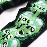 Mens Fashion Jeans Green glowing skull 5709#