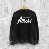 Amiri washed sweatshirt pure letter printing washed and distressed