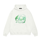 Amiri hoodie green leaf letter print