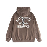 Amiri washed hoodie wolf music hand-made distressed printing