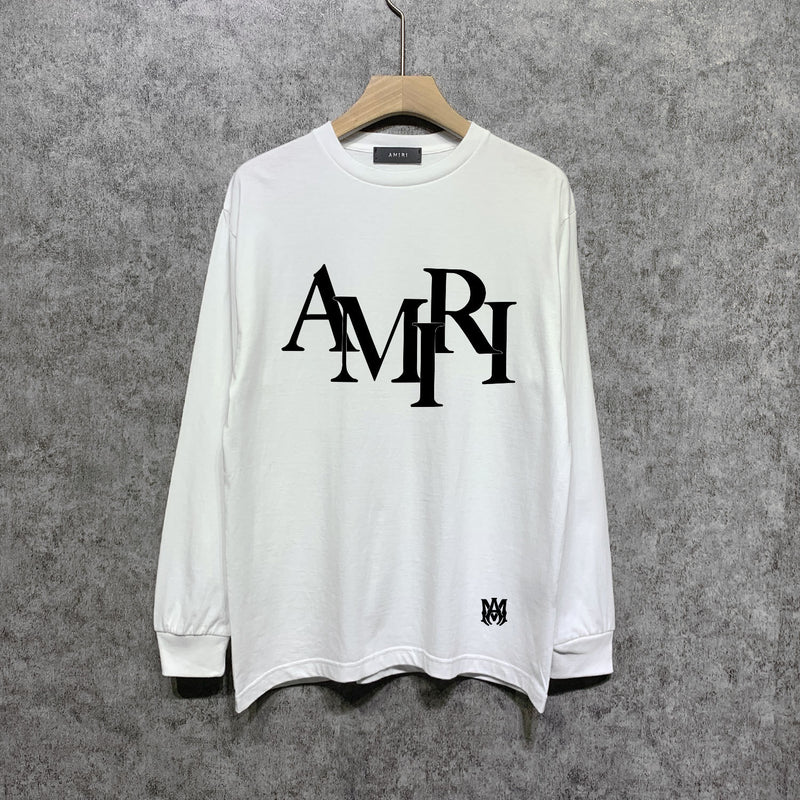 Amiri long sleeve shirts with overlapping letter foam printing