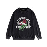 Amiri washed sweatshirt rose printing washed and distressed