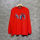 Amiri long sleeve shirts cashew flower overlapping letterprinting