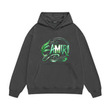 Amiri hoodie green leaf letter print