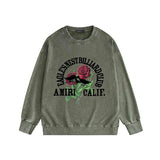 Amiri washed sweatshirt rose printing washed and distressed