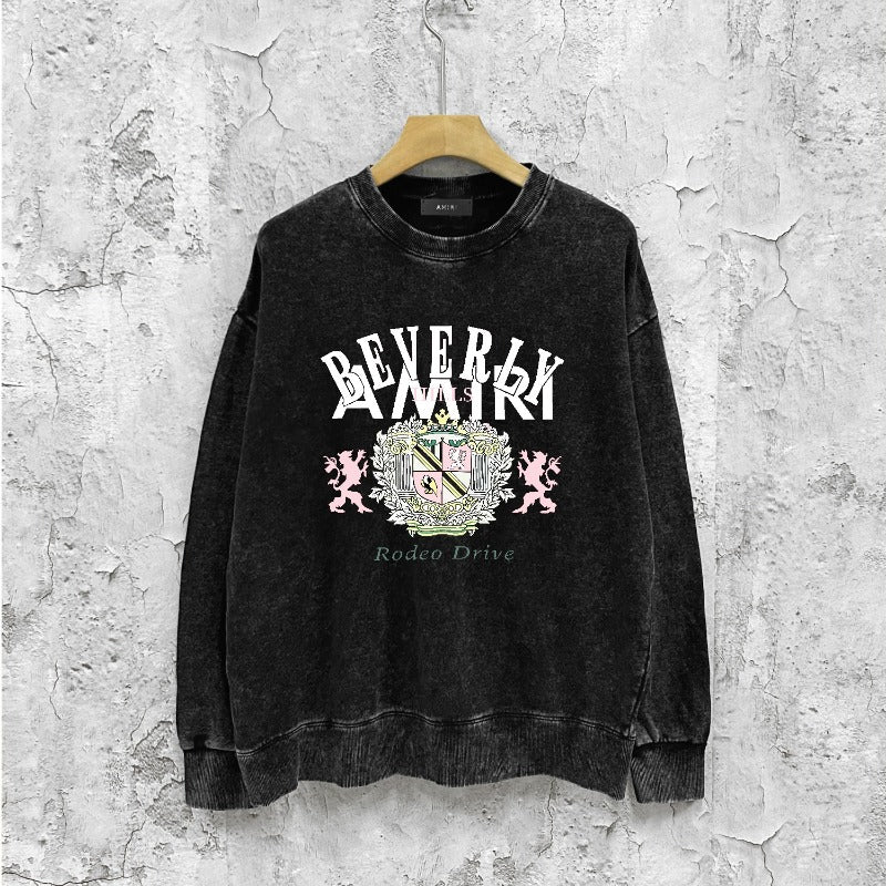 Amiri washed sweatshirt lion medal printing washed and distressed