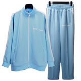 Palm Angels sweatshirt & sweatpants Two-piece set Black and white stripes Striped zip-up cardigan