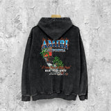 Amiri washed hoodie flame island distressed printing