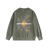 Amiri washed sweatshirt damaged oil painting printing washed and distressed