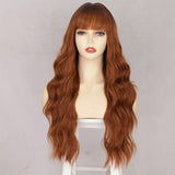 Women's Wigs Straight Bangs Long Wavy Gradient Wig
