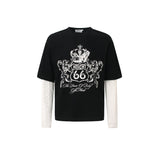 Men long sleeved shirt jw retro street trendy men's and women's pattern design men's fake two pieces