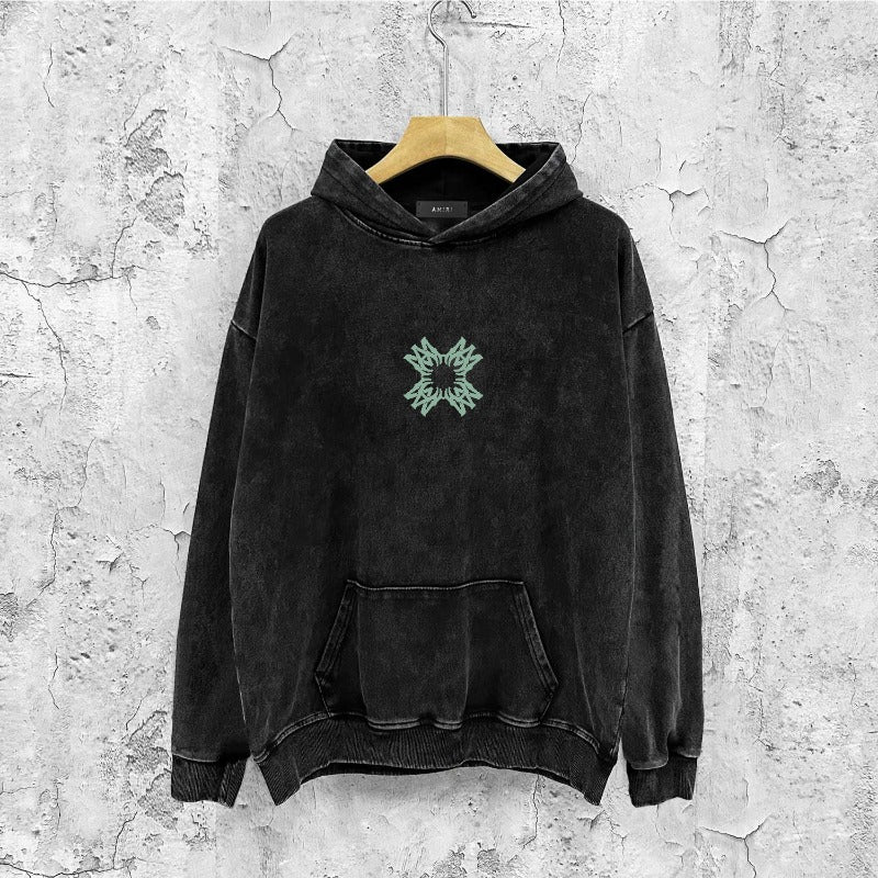 Amiri washed hoodie xiaojian letter group washed and distressed printing
