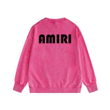 Amiri washed sweatshirt large simple logo printing washed distressed sweatshirt