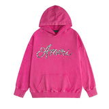 Amiri washed hoodie silver ring snake letter distressed printing