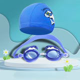 Swimming Goggles Rainbow Horse Cartoon Goggles Swimming Cap 2-piece Set