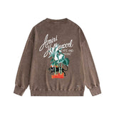 Amiri washed sweatshirt banana panther printing washed and distressed