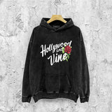 Amiri washed hoodie hollywood rose printing distressed printing