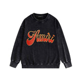 Amiri washed sweatshirt flame gold letterprinting washed and distressed