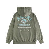 Amiri washed hoodie earth letter washed and distressed printing