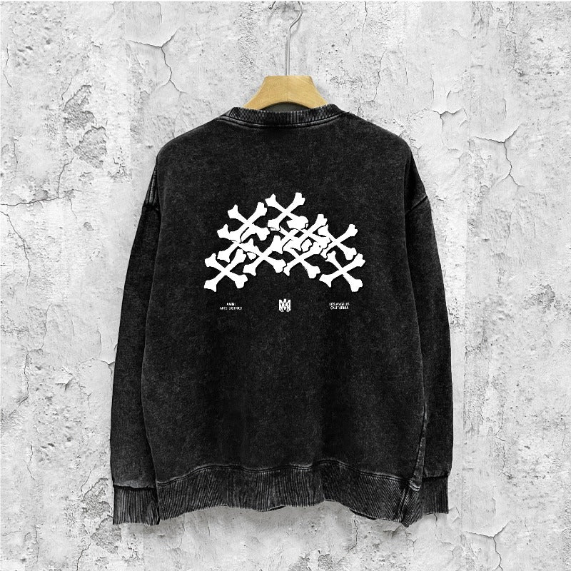 Amiri washed sweatshirt skeleton letter print washed old