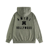 Amiri washed hoodie hollywood spider washed distressed printing
