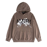Amiri washed hoodie colorless flower distressed printing