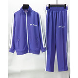 Palm Angels sweatshirt & sweatpants Two-piece set Black and white stripes Striped zip-up cardigan