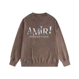 Amiri washed sweatshirt double-sided rose printing washed and distressed