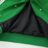 Rhude Jacket Letter Patch Embroidered Splicing Leather Sleeve Baseball Jacket