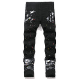 Mens Fashion Jeans White graffiti S8286#