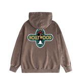 Amiri washed hoodie gray wolf cross printing distressed printing