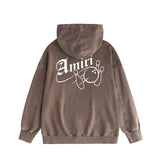Amiri washed hoodie bowling distressed print