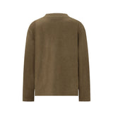Men long sleeved shirt retro henry collar retro old money pure color bottom design men's round neck
