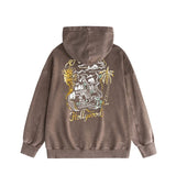 Amiri washed hoodie hollywood golden dragon printing distressed printing