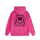 Amiri washed hoodie flower shield distressed printing