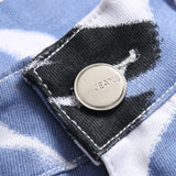 Mens Fashion Jeans Blue paintbrush graffiti 8837#