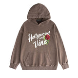 Amiri washed hoodie hollywood rose printing distressed printing