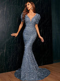 Women Party Dress Fashionable Sequins Evening Gown (Ss0416)
