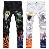 Mens Fashion Jeans Skull Flame 5646#