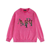 Amiri washed sweatshirt rainbow letterprinting washed and distressed